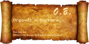 Orgován Barbara névjegykártya